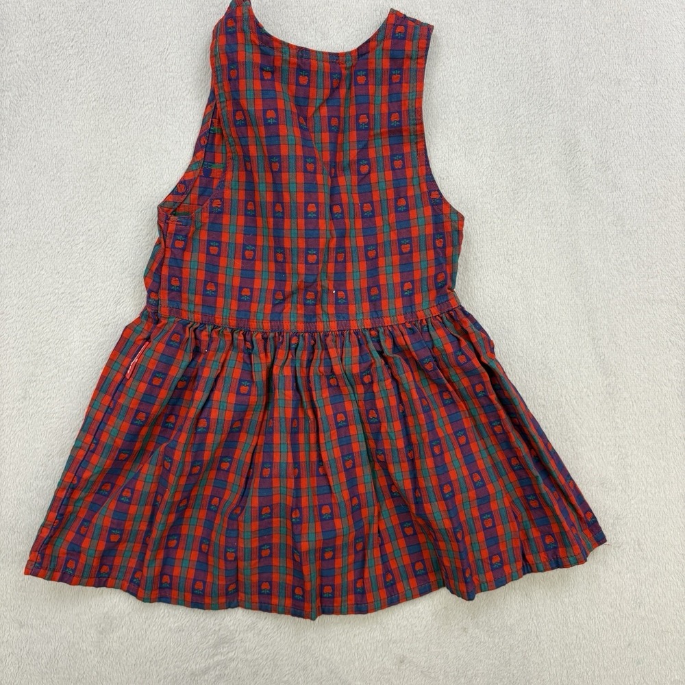 Vintage Oshkosh Dress Girls 3T Red Jumper Apple Plaid Made In USA - Picture 2 of 8